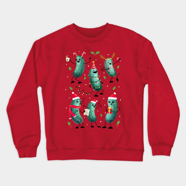 Holiday Pickles, Now With More Pickles! Crewneck Sweatshirt by littleclyde